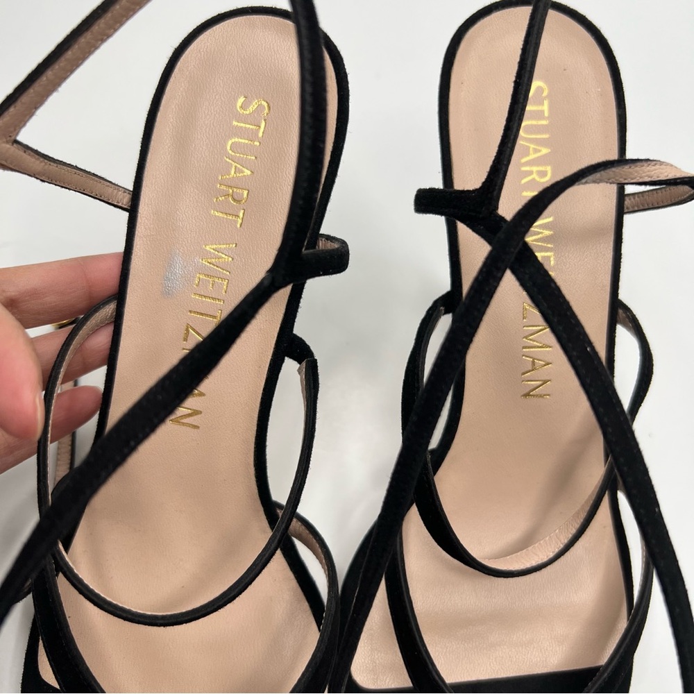 Stuart Weitzman Julina Black Patent Strappy Heels Sandals Size 9.5 - Picture 13 of 13